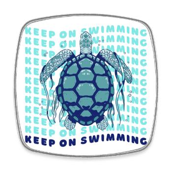Keep On Swimming Sea Turtle Retro Graphic - Viereckiger Kühlschrankmagnet - Weiß - Vorne