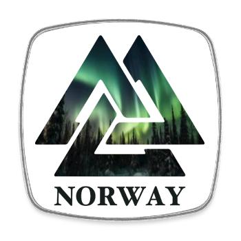 Nœud viking de Norvège, aurores boréales Scandinavie - Magnet carré - blanc - Devant