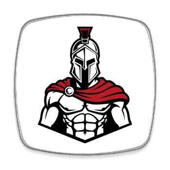 Spartan Muscular Frontal Logo Maskottchen-Gym - Viereckiger Kühlschrankmagnet - Weiß - Vorne