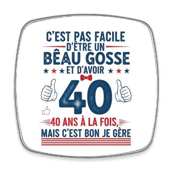 Handsome Kid Humor Gift 40 Years Man - Square fridge magnet - white - Front