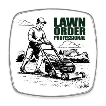 LAWN ORDER PROFESSIONAL Garten Rasenpflege Profi - Viereckiger Kühlschrankmagnet - Weiß - Vorne