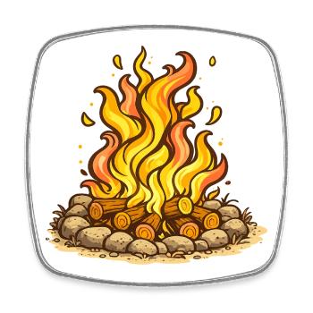 Wohlige Lagerfeuerflammen Illustration - Viereckiger Kühlschrankmagnet - Weiß - Vorne