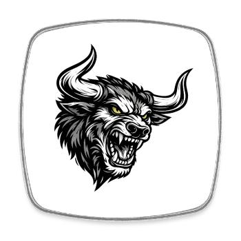 Angry Bull Head – Aggressive Bull Logo - Square fridge magnet - white - Front