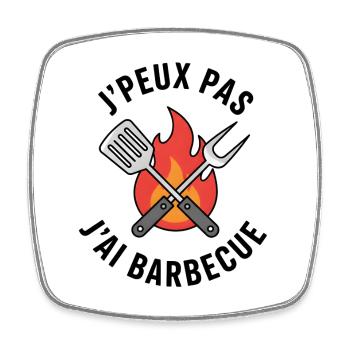 Barbecue en Flamme et Outils Croisés - Magnet carré - blanc - Devant