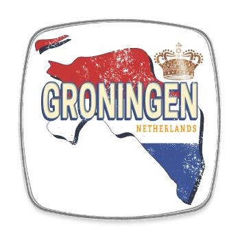 Groningen Niederlande Landkarte Holland Souvenir - Viereckiger Kühlschrankmagnet - Weiß - Vorne