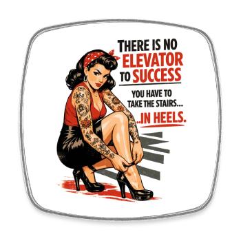 Pin-Up Retro Print: Success in Heels & Tattoos - Viereckiger Kühlschrankmagnet - Weiß - Vorne