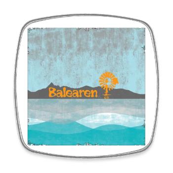 Balearen Küste Windmühle Sonnenflug - Viereckiger Kühlschrankmagnet - Weiß - Vorne