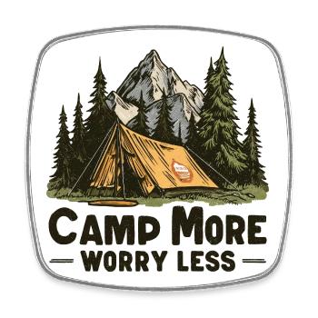 Camping Spruch Camp More Worry Less Camper Outdoor - Square fridge magnet - white - Front
