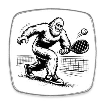 Bigfoot Sasquatch Padel Tennis Sportler - Viereckiger Kühlschrankmagnet - Weiß - Vorne