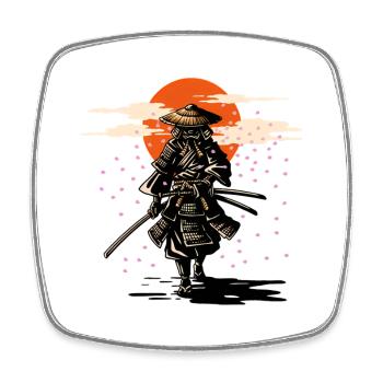 Samurai Sun und Sakura - Viereckiger Kühlschrankmagnet - Weiß - Vorne