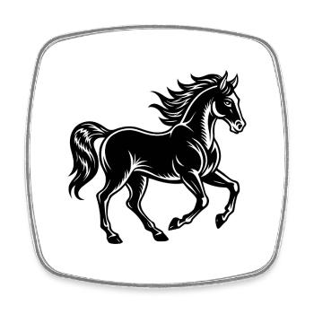 Galoppierendes Pferd - Viereckiger Kühlschrankmagnet - Weiß - Vorne