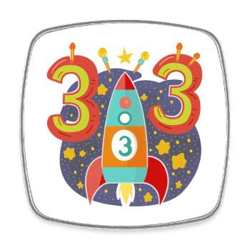 Birthday 3 Years Rocket Boy Three - Square fridge magnet - white - Front
