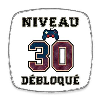 Niveau 30 Débloqué – Contrôleur Jeu - Magnet carré - blanc - Devant