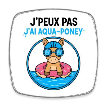 Aqua-Pony auf Donut-Boje - Viereckiger Kühlschrankmagnet - Weiß - Vorne