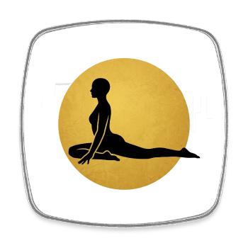 Taubenhaltung Yoga Silhouette Goldene Sonne - Viereckiger Kühlschrankmagnet - Weiß - Vorne