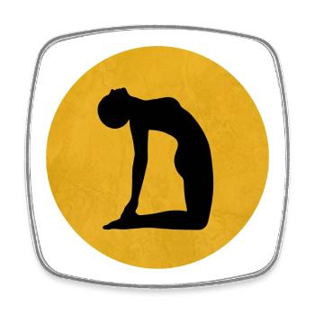 Kamel Yoga Pose Silhouette Sonne Design - Viereckiger Kühlschrankmagnet - Weiß - Vorne