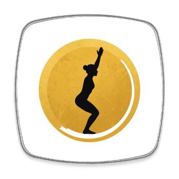 Yoga Stuhlhaltung Silhouette Sonnen Design - Viereckiger Kühlschrankmagnet - Weiß - Vorne