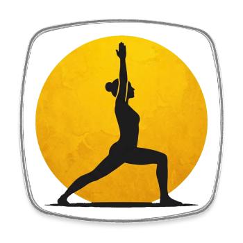 Krieger I Yoga Pose Silhouette Goldene Sonne - Viereckiger Kühlschrankmagnet - Weiß - Vorne