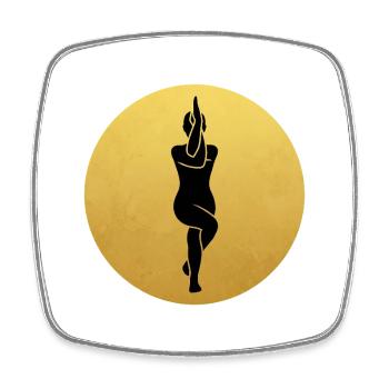 Adler Pose Yoga Silhouette Goldene Sonne - Viereckiger Kühlschrankmagnet - Weiß - Vorne