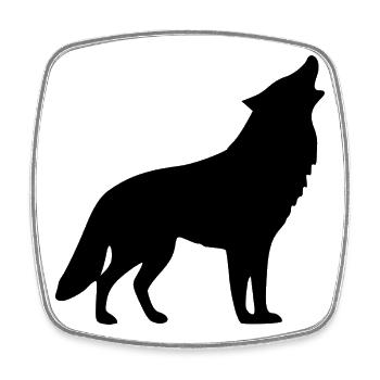 Loup hurlant noir - Magnet carré - blanc - Devant