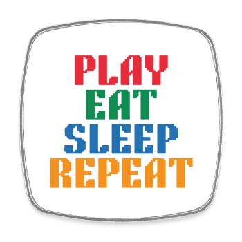 Play Eat Sleep Repeat Pixel - Viereckiger Kühlschrankmagnet - Weiß - Vorne