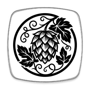 Hopfen Knospe - Viereckiger Kühlschrankmagnet - Weiß - Vorne
