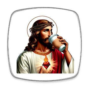 Sacred Heart Modern Coffee - Square fridge magnet - white - Front