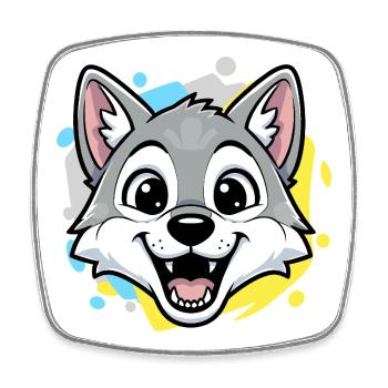 Wolf Kopf Cartoon Art - Viereckiger Kühlschrankmagnet - Weiß - Vorne