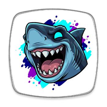 Lachender Hai Cartoon Clipart - Viereckiger Kühlschrankmagnet - Weiß - Vorne