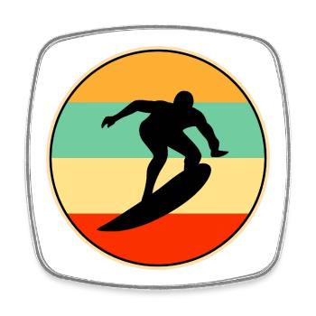 Retro Surfing Sunset Vintage Surfer Silhouette - Viereckiger Kühlschrankmagnet - Weiß - Vorne