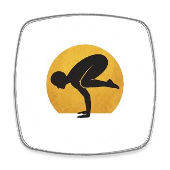 Minimalist Bakasana Yoga Crow Silhouette - Square fridge magnet - white - Front
