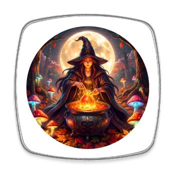 Moonlit Witch's Cauldron - Square fridge magnet - white - Front