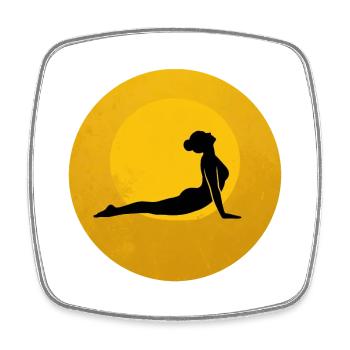 Kobra Pose Yoga Silhouette Goldene Sonne - Viereckiger Kühlschrankmagnet - Weiß - Vorne