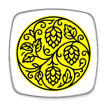 Symbole du houblon orge malt - Magnet carré - blanc - Devant