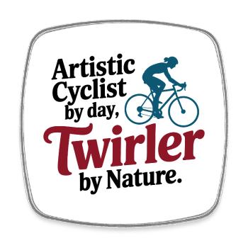 Künstlerischer Radfahrer Cycler By Day Twirler Pro - Viereckiger Kühlschrankmagnet - Weiß - Vorne