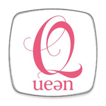Q Königin Schriftzug Pink - Viereckiger Kühlschrankmagnet - Weiß - Vorne