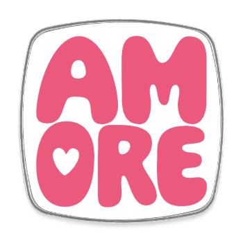 Amore Heart Pink - Square fridge magnet - white - Front