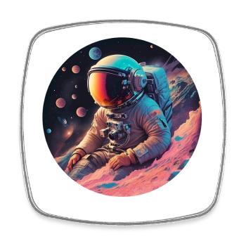 Astronaute dans le cosmos néon - Magnet carré - blanc - Devant