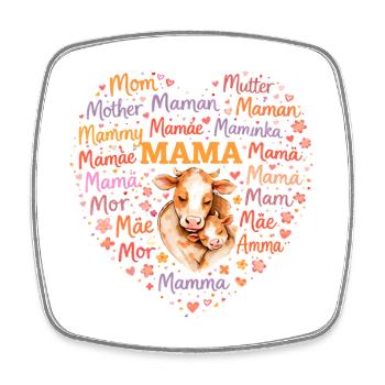 Mama Kuh Herz – Muttertag Geschenk Bauernhof - Viereckiger Kühlschrankmagnet - Weiß - Vorne