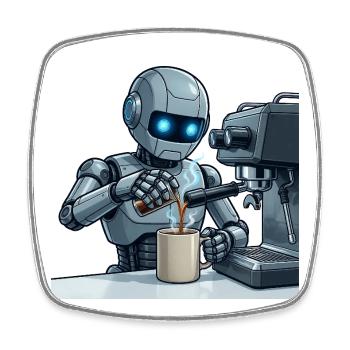 8 Der Barista-Roboter - Viereckiger Kühlschrankmagnet - Weiß - Vorne