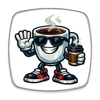 Mascotte du café avec des lunettes de soleil - Magnet carré - blanc - Devant