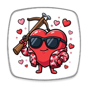 Drôle de Saint-Valentin de chasseur à l’arc pour hommes - Magnet carré - blanc - Devant