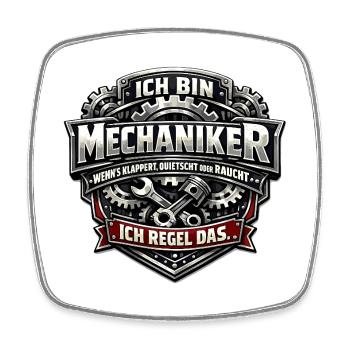 Ich bin Mechaniker Logo - Viereckiger Kühlschrankmagnet - Weiß - Vorne