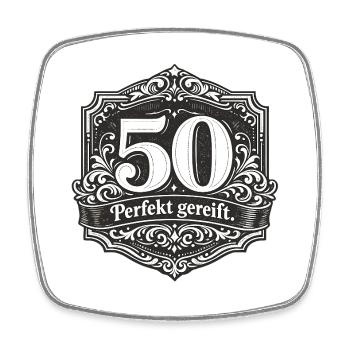 50 Perfekt Gereift Vintage Abzeichen - Viereckiger Kühlschrankmagnet - Weiß - Vorne