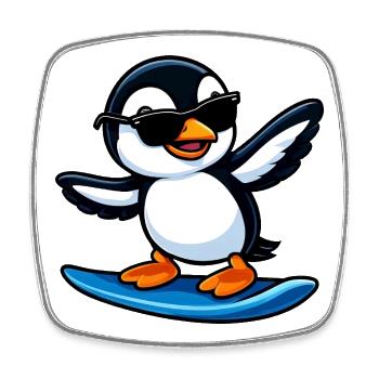Cool Penguin Surfer Riding Waves Summer Sports - Viereckiger Kühlschrankmagnet - Weiß - Vorne
