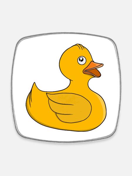 Sunny Rubber Duck - Square fridge magnet - white