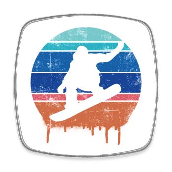 Snowboard Retro - Viereckiger Kühlschrankmagnet - Weiß - Vorne