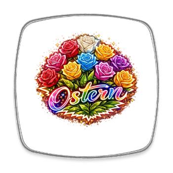 Mélange floral de roses néon de Pâques - Magnet carré - blanc - Devant