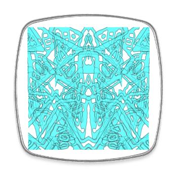 Ornement de symétrie turquoise - Magnet carré - blanc - Devant