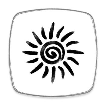 Minimalistisches Sonnensymbol - Viereckiger Kühlschrankmagnet - Weiß - Vorne